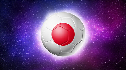 Fototapeta premium Soccer football ball with Japan flag. Space background. Illustration