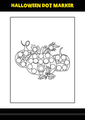 Halloween dot coloring page for kids. Line art coloring page design for kids.