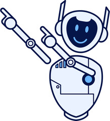 Robot character with pointing up gesture
