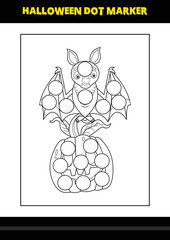 Halloween dot coloring page for kids. Line art coloring page design for kids.