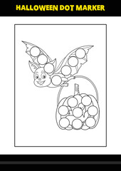 Halloween dot coloring page for kids. Line art coloring page design for kids.