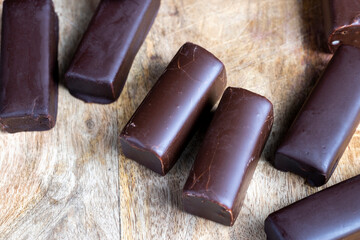 Chocolate-covered sweet cheese on the table