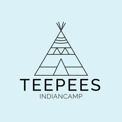 teepees indian camp sword line art logo, icon and symbol, vector illustration design © Sypit08