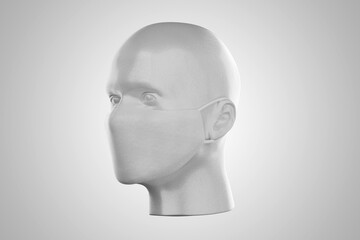Facemask Blank 3D render with Head