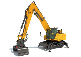 Material Handler heavy construction machinery 3D rendering on white background