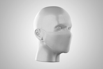 Facemask Blank 3D render with Head