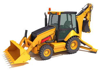 Wheel Loader construction machinery 3D rendering on white background