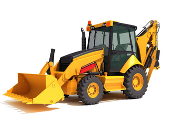 Wheel Loader construction machinery 3D rendering on white background