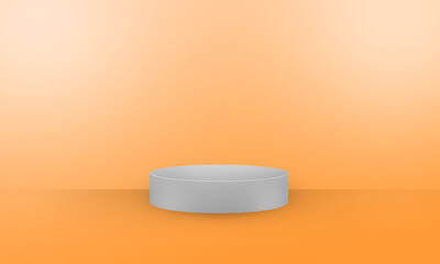 podium silver grey on orange gradient background