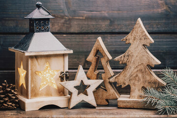 Christmas decor und lantern. Symbol xmas.