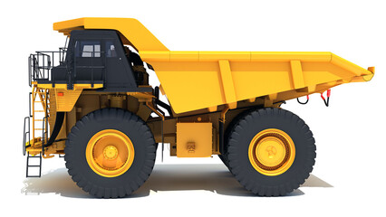 Obraz na płótnie Canvas Mining Dump Truck heavy construction machinery 3D rendering on white background