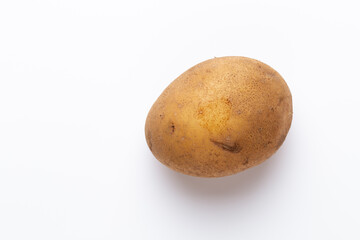 Potatoes isolated on white background. Flat lay. Top view.