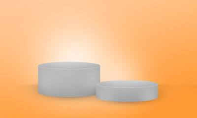 double podium silver grey on orange gradient background