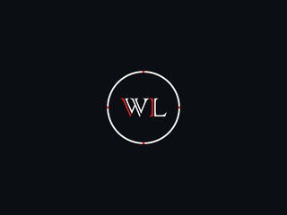 Initials classic WL w l Logo Image, Minimalist Circle Wl lw Letter Loge Icon Design For Luxury Fashion Brand