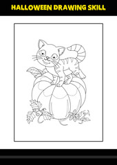 Halloween drawing skill for kids. Halloween drawing skill coloring page for kids.