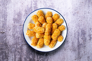 Almond Penellets. Catalans. Traditional sweet from Barcelona made with potatoes, sugar and nuts.
