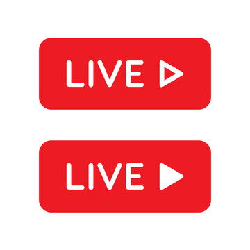Live streaming video button icon vector in flat style