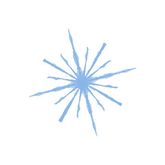 Vector Blue snowflake painted in watercolor. Christmas illustration for winter design.