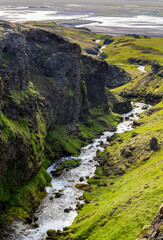 an unknown river valley near the famous Seljalandsfoss in Iceland 