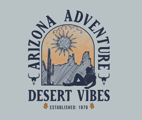 Fototapeta premium western desert vintage design with typography