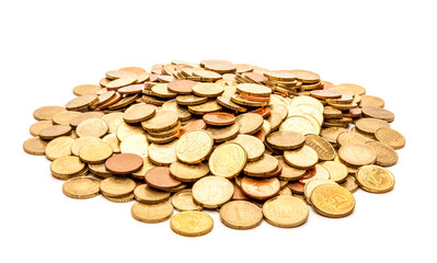 Stapel Euro münzen auf hellem Hintergrund