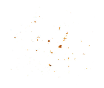 cookie crumbs on white background