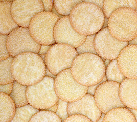 stack of round cracker biscuits background