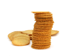 row round cracker isolated on white background