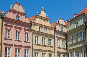 Fototapeta na wymiar Colorful facades of historic houses in Warsaw, Poland