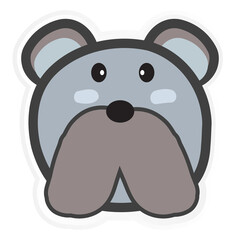 Cute Dog Head Face Wildlife Character Animal. Sticker Animal Vector Illustration. 
