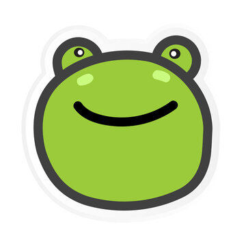 Cute Frog Heads Faces Wildlife Characters Animals. Sticker Animals Vector Illustration. 