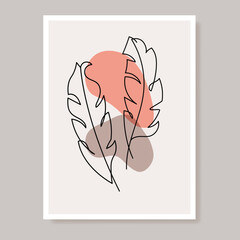 Abstract contemporary flower minimal modern vector design. Minimal abstract flower collection leaf