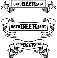 OktoBEERfest, Oktoberfest - set of ribbons, black and white. Background design element, banner, icon for festival, party.
