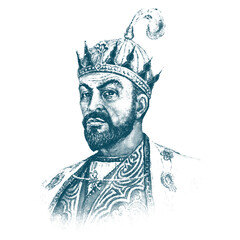 Timur, Turkish-Mongolian soldier and commander, founder of the Timurid Dynasty. Timur engraving illustration.