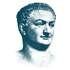 Titus Flavius Vespasianus. Charcoal drawing of roman emperor Titus's statue.