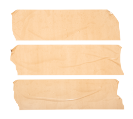 Set of Blank packing Adhesive tape isolated. Wrinkled pieces of sticky tape and corner with ripped edges. Template mock up
