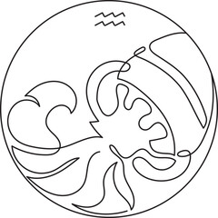 aquarius zodiac horoscope astrology fortune minimal outline art
