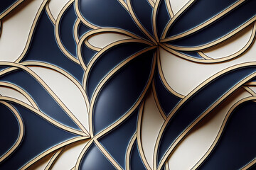 : 3d illustration of decorative seamless pattern with dark blue and white.