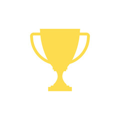 Trophy vector yellow color flat style  isolated on white background. Trophy icon Goblet vector. Champion symbol.