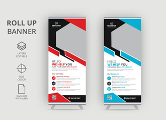 Business Roll-Up Banner. corporate Roll the background for Presentation. Roll up banner stand template design