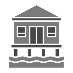 Bungalow Greyscale Glyph Icon