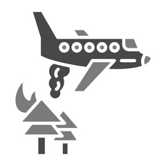 Firefighter Plane Greyscale Glyph Icon