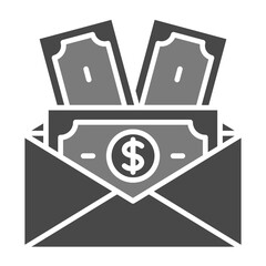 Salary Greyscale Glyph Icon