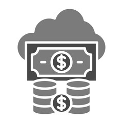 Cloud Money Greyscale Glyph Icon