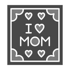 I Love Mom Greyscale Glyph Icon