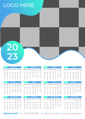  Calendar 2023 week start Sunday corporate design template vector. 