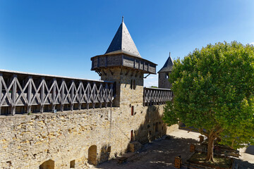 Tour de la cit&eacute; m&eacute;diavale de Carcassonne dans le d&eacute;partement de l'Aude dans el sud de la France