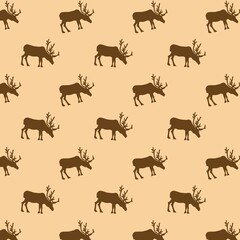 Deers pattern. Seamless pattern with deers on beige background