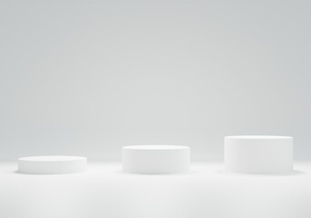 White podium for product display. presentation. display. stand to show cosmetic products. 3D rendering