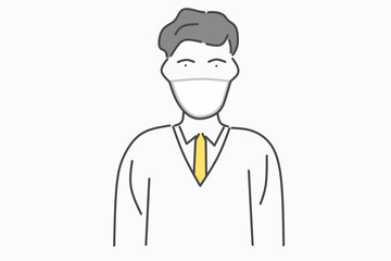 Men avatar with masker line drawing 